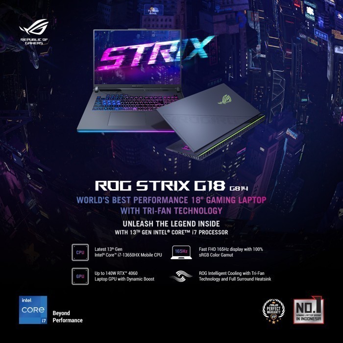 Jual [FREE TWS] ASUS ROG Strix G18 G814JV-I746C6G-OM - Eclipse Gray ...