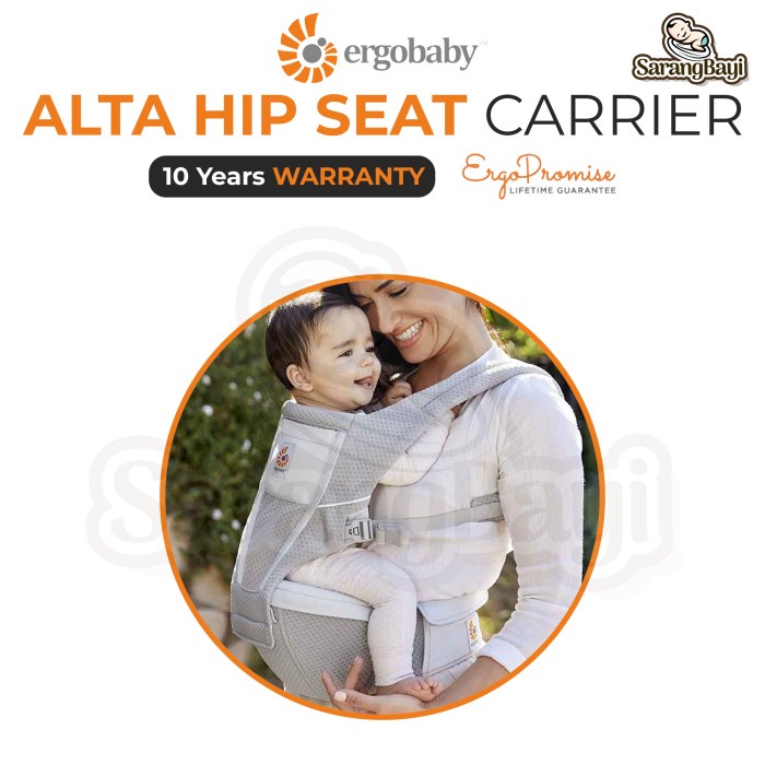 Jual Ergobaby Alta Hip Seat Baby Carrier / Gendongan Bayi Pearl Grey