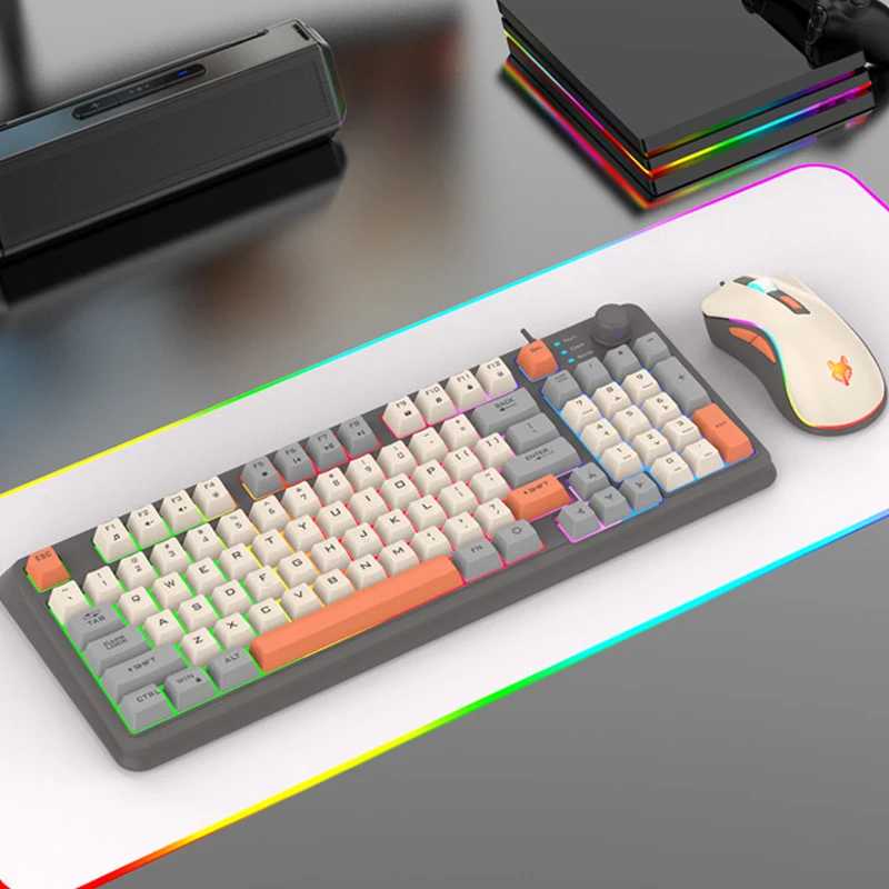 Jual Gaming Keyboard RGB LED USB Wired 94 Keys Top Knob with Mouse ...