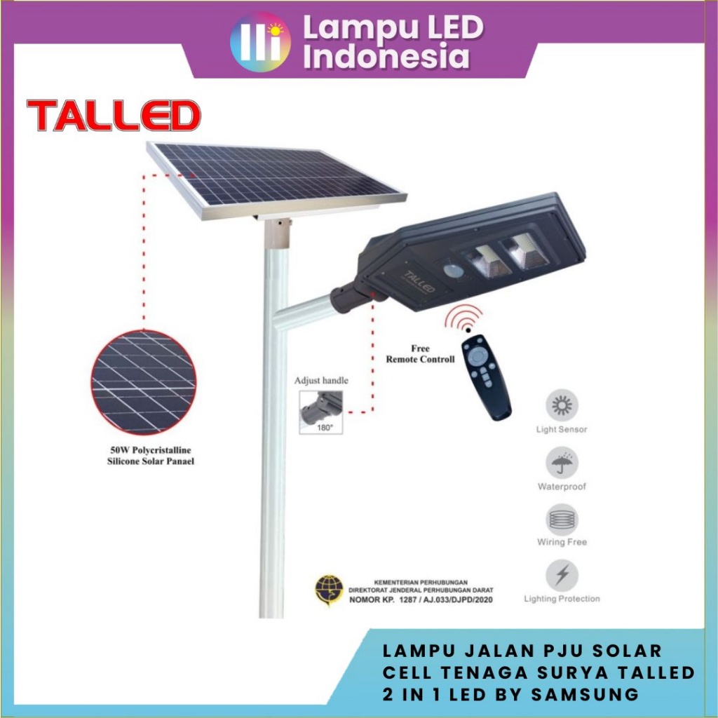 Jual LAMPU JALAN PJU SOLAR CELL TENAGA SURYA TALLED 2 IN 1 LED BY ...