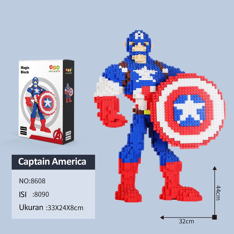 Jual Nano Blocks Captain America 8608 3D Model, Mainan Blok Susun ...