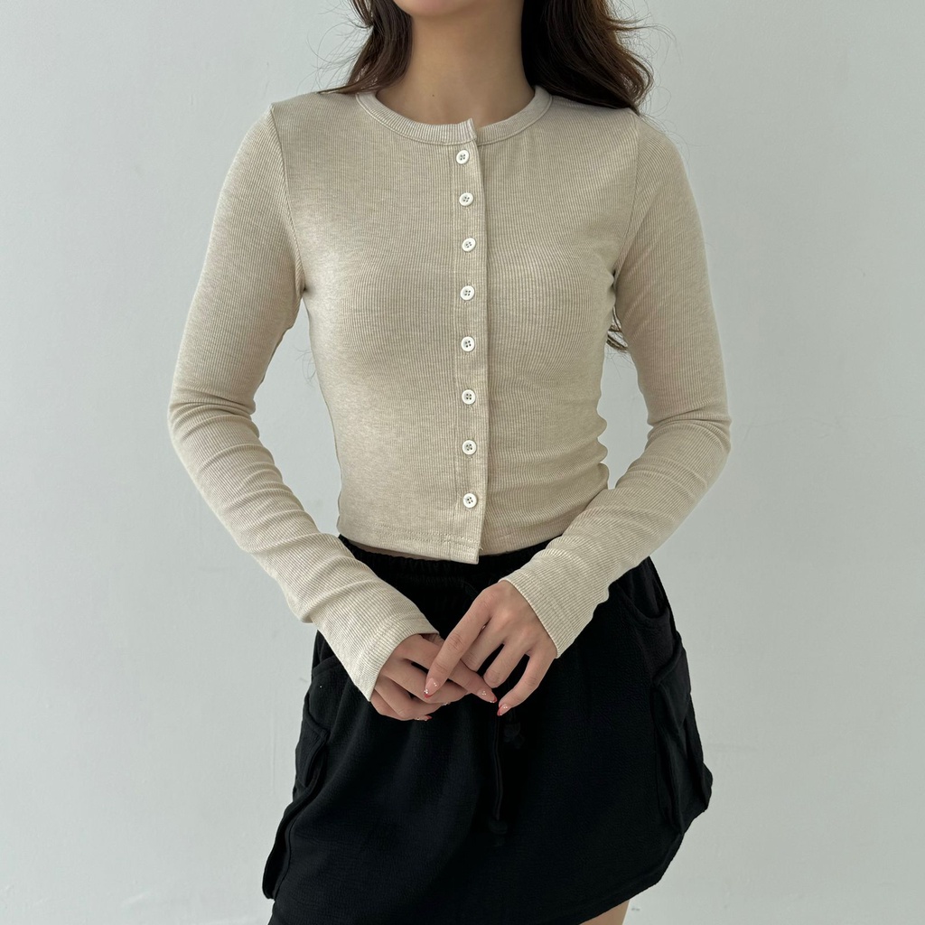 VIRGO TOP | Atasan Knit Wanita Korean Top Baju Knit Wanita Lengan Panjang Basic Long Sleeve