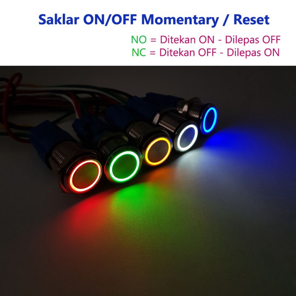 Jual Saklar LED Momentary Switch Stainless Tombol On Off Push Button ...