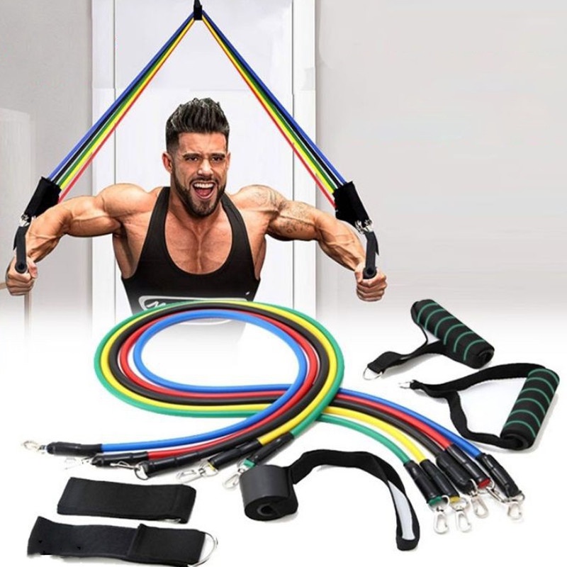 Jual 11 Pcs Set New Power Resistance Band Tali Tarik Karet Gym