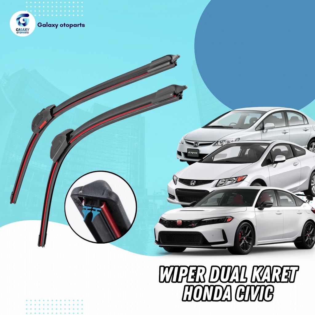 Jual 1 SET Wiper Dual Blade - Honda Civic - Wiper 2 Lapis Karet ...