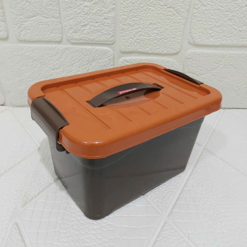 Jual Container Box Plastik Tempat Penyimpanan Barang Liter Coklat Medium Shopee Indonesia