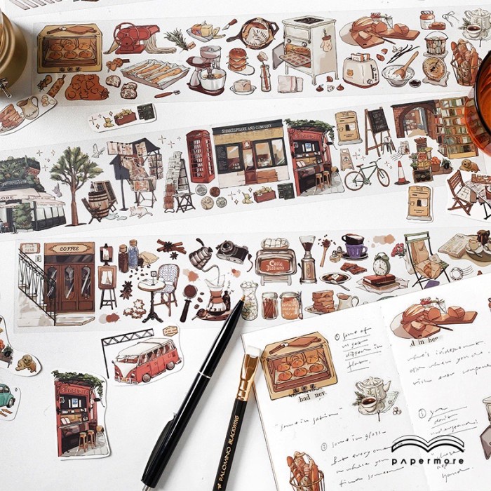 Jual Sticker Aesthetic Scrapbook London Vintage Style Coffee Stiker