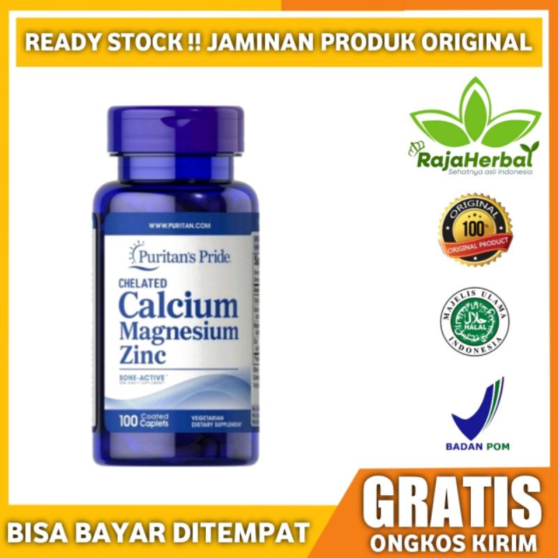 Jual Puritans Pride Chelated Calcium Magnesium Zinc 100 Caplets Original Gratis Ongkir 2782