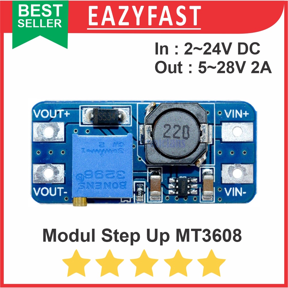 Jual MT3608 Step Up 2A Boost Regulator DC Mini XL6009 Power Booster ...