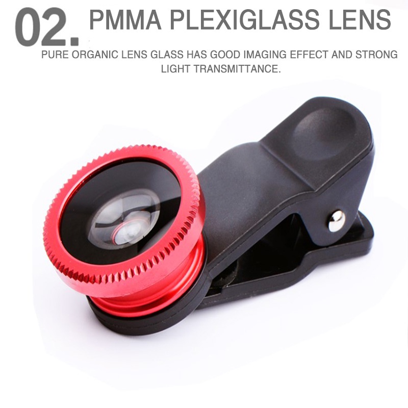 Jual Lensa Kamera HP 3 in 1 Fish Eye Macro Wide 0.67X Fisheye Wide ...