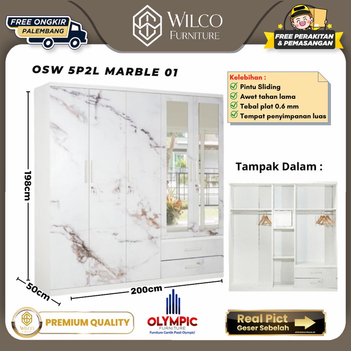 Jual Lemari Pakaian Osw P L Marble Lemari Baju Besi Olympic P