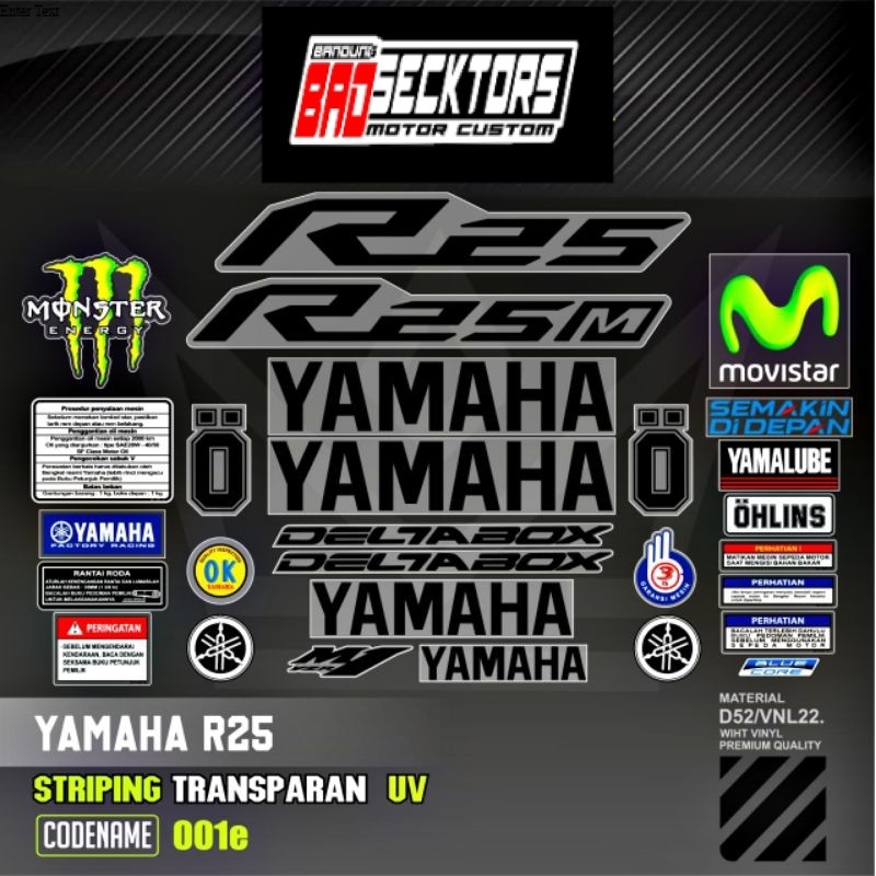 Jual Sticker Striping Variasi Transparan Uv Yzf R25 R25M R25 V1 R25 Old ...