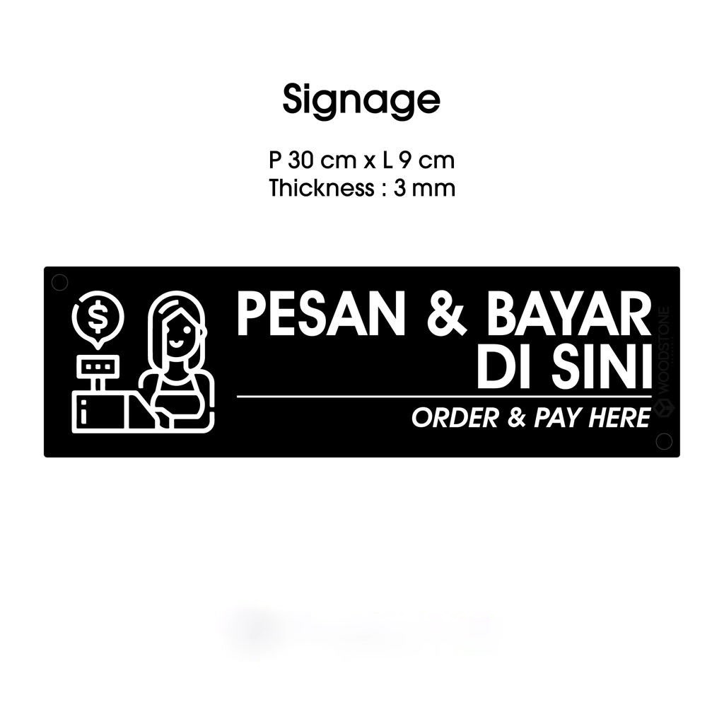 Jual Sign Pesan And Bayar Di Sini Signage Acrylic Pay Here Aksesoris Kasir Restoran Cafe 3220