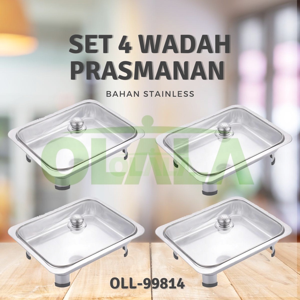 Jual 【COD】Paket Wadah Prasmanan 4 Set Kombinasi Tutup Kaca Stainless ...