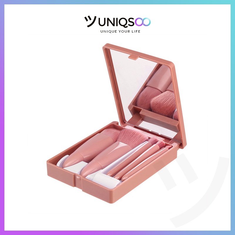 Jual UNIQSOO Make Up Brush Set 6 in 1 Kuas Make Up Portable Plus Cermin ...
