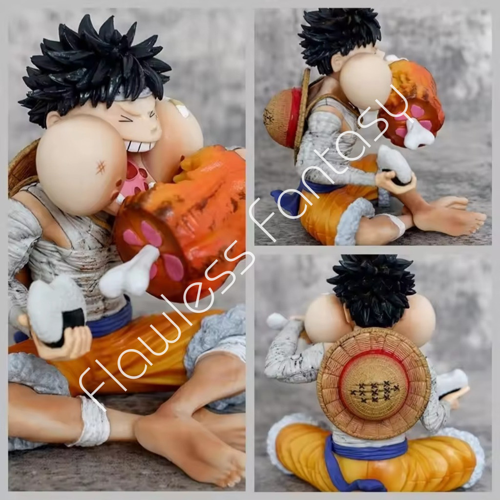 Jual One Piece Monkey D Luffy Eat Meat Rice Ball Dinner Sitting Cute ...