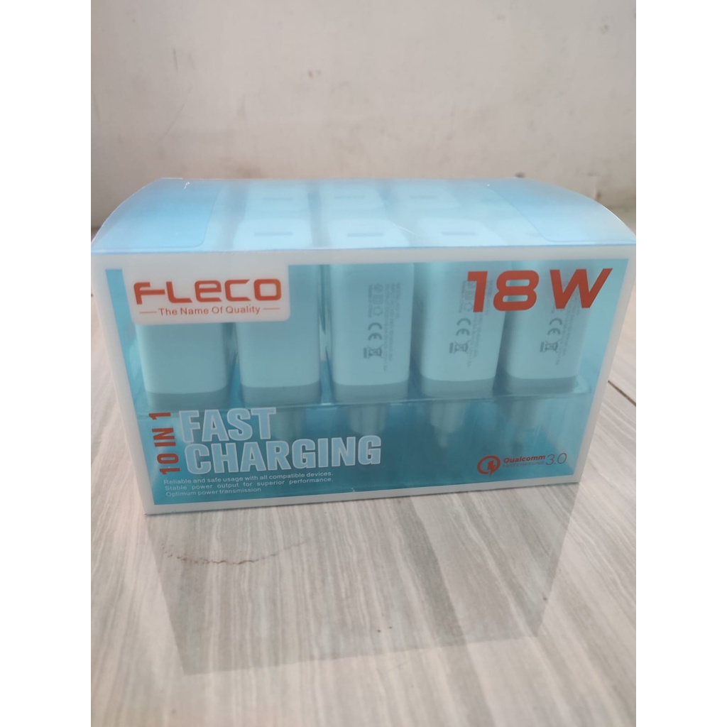 Jual Adaptor Fleco Ko-10 batok Charger Super Quick kepala QC 18W ...
