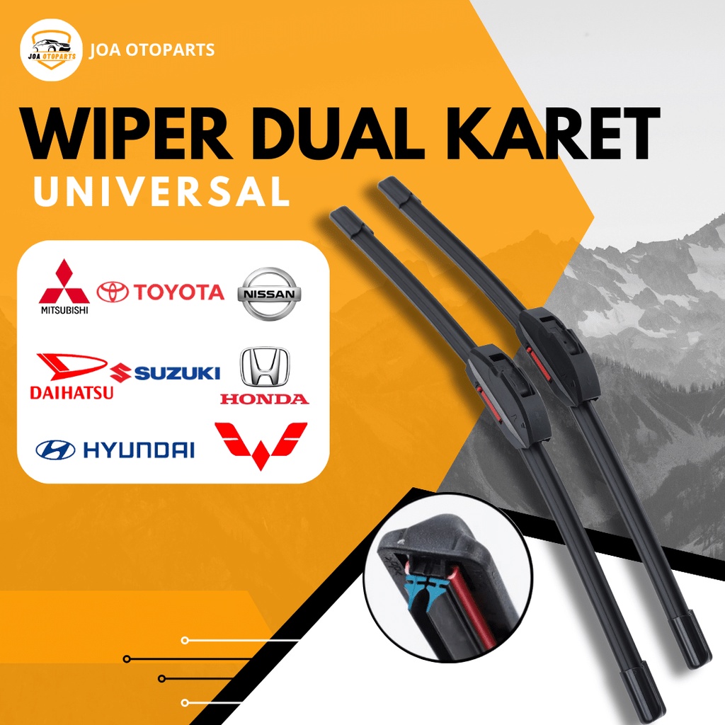 Jual Wiper Dual Karet Double Karet Universal Model Karet Ganda Dobel