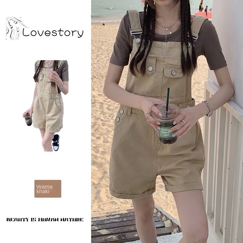 Jual Rok Pendek Jumpsuit Wanita Dengan Pinggang Tinggi Dan Kaki Lurus ...