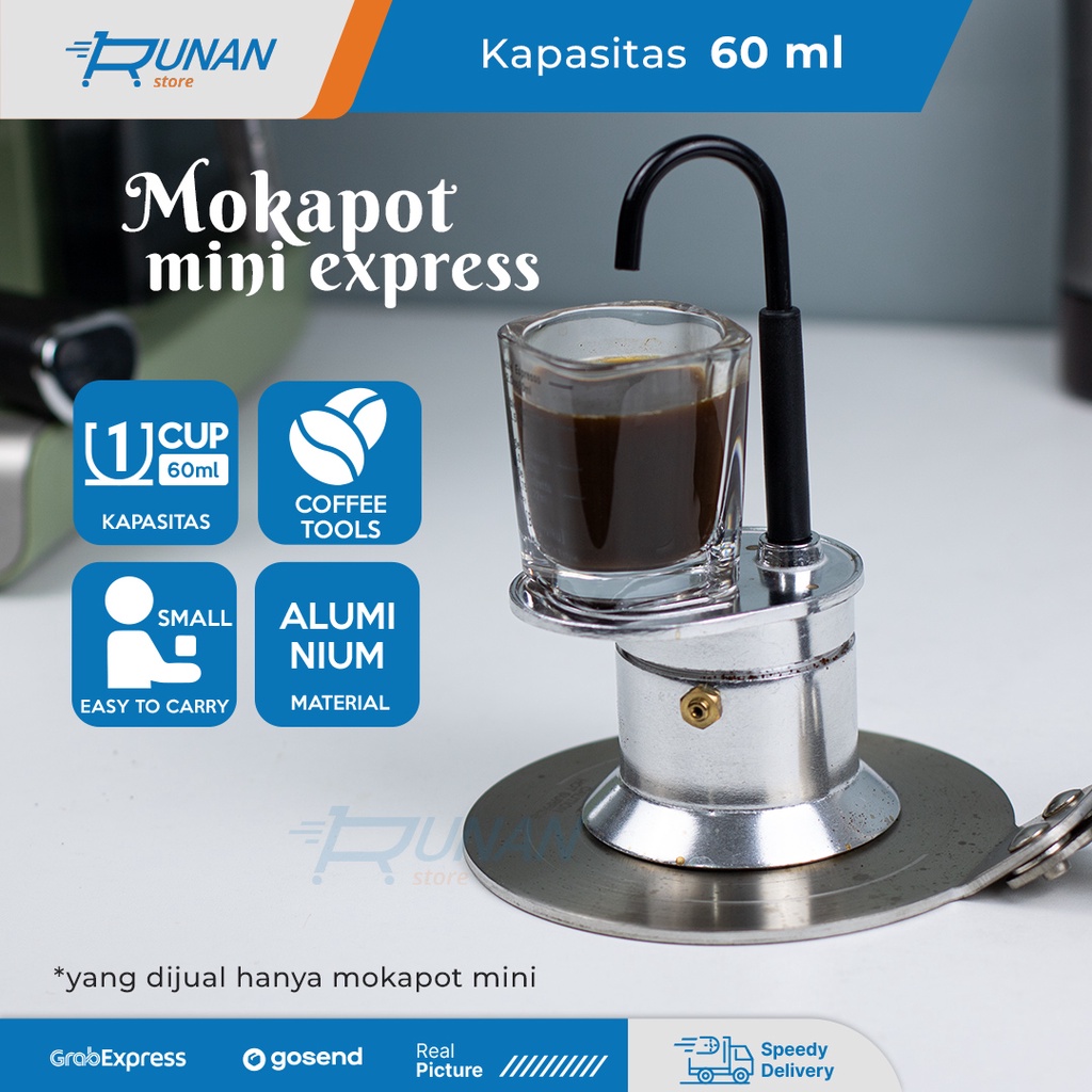Jual Alat Kopi Mokapot Mini Single Spout Moka Pot 1 cup 60 ml 1cup