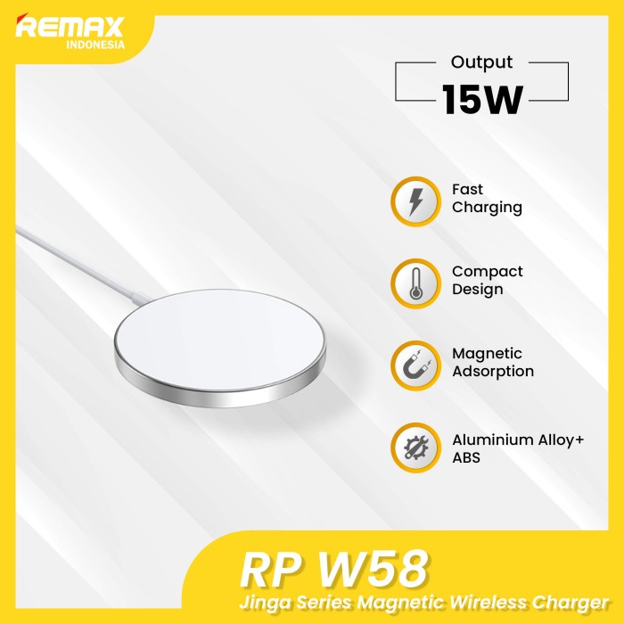 Jual REMAX Jinga Series 15W Magnetic Wireless Fast Charger RP-W58 - Abu ...