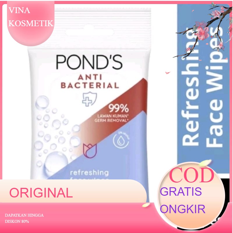 Jual Pond's Antibacterial Face Wipes AlcoholFree with Refreshing Aloe