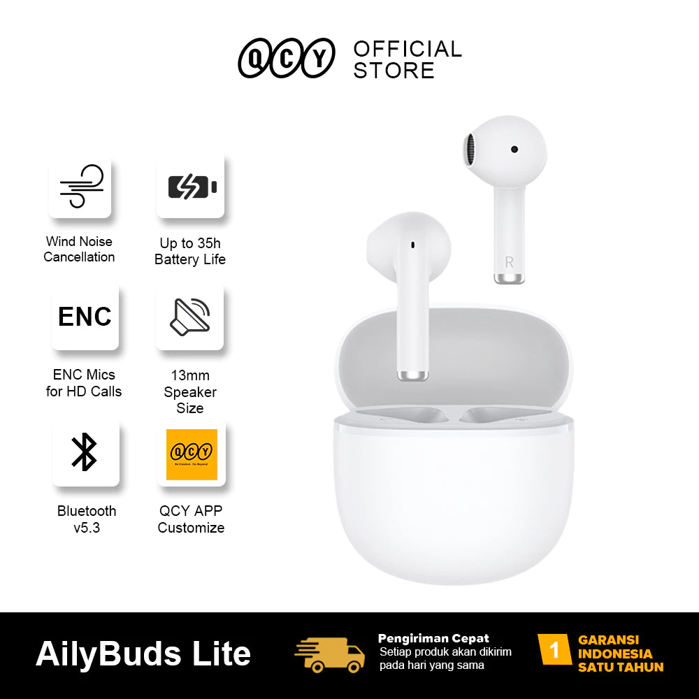 QCY TWS Earphone Earbuds Ailybuds Lite Bluetooth V3.5 Wireless audio