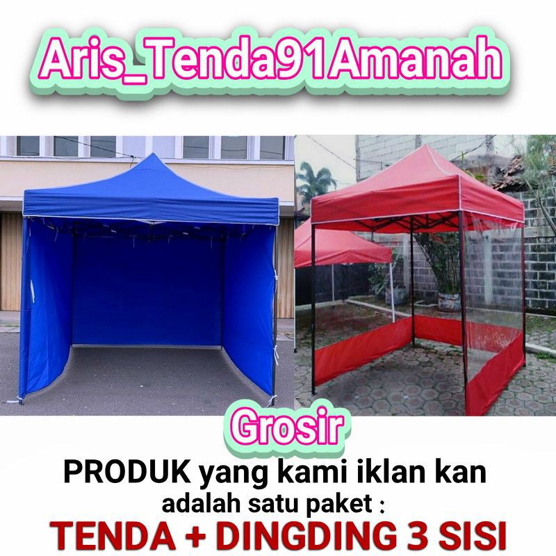 Jual Terpal tenda pesta lipat 2x3 Plus Tirai dingding 3sisi Transfaran