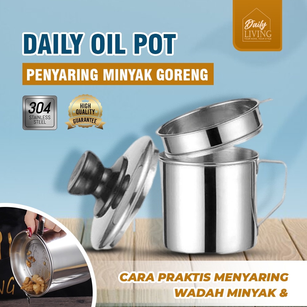 Jual Daily Living Oil Pot Wadah Saringan Minyak Stainless Steel 13l Gelas Saringan Minyak 1336