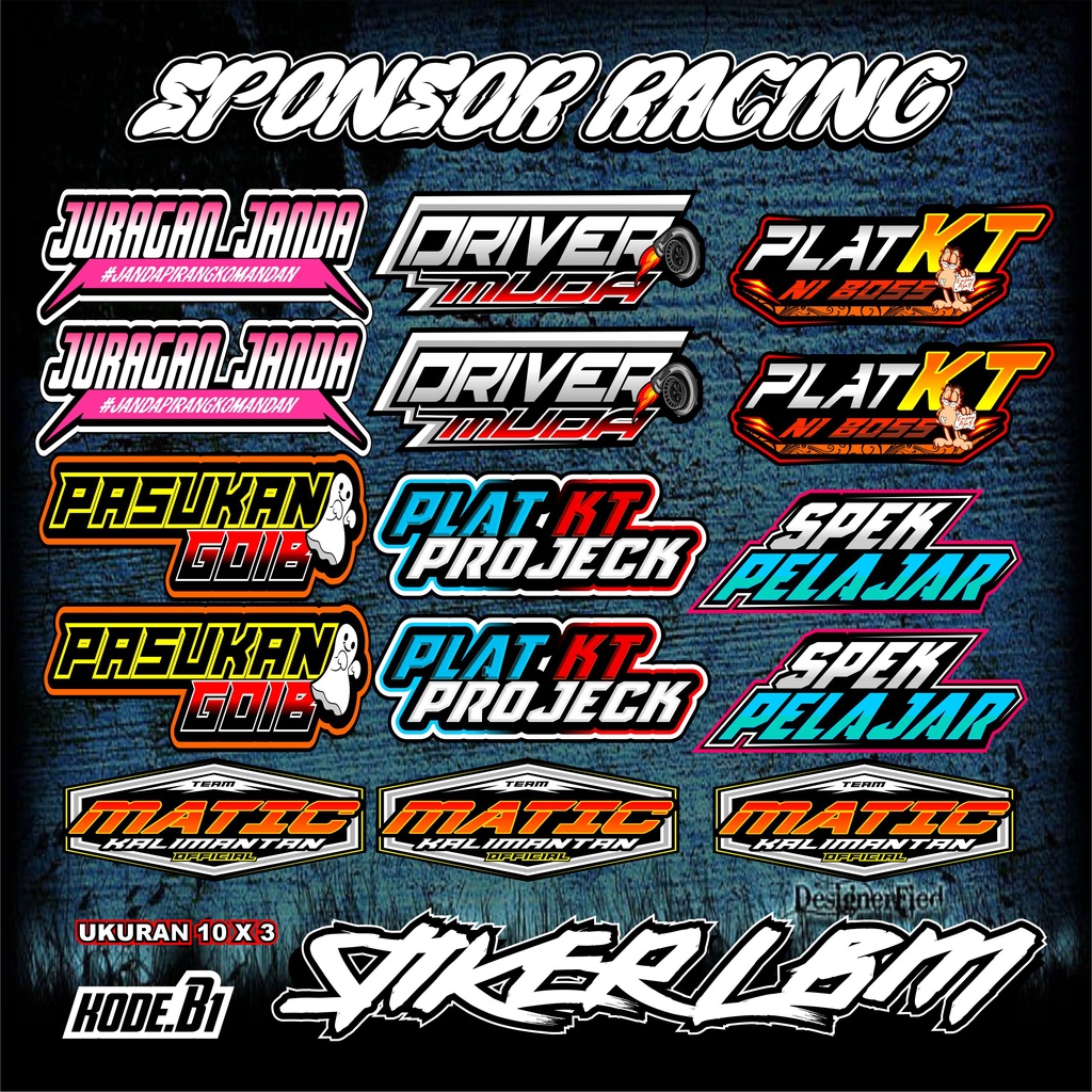 Jual Stiker Sponsor Racing Motor Vinyl Glossy Sticker Race Helm ...