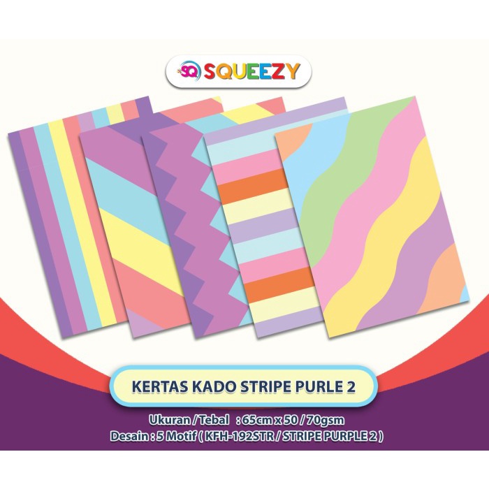 Jual Kertas Kado STRIPED PURPLE isi 10 / Bungkus Kado KFH-192STR-10LBR ...