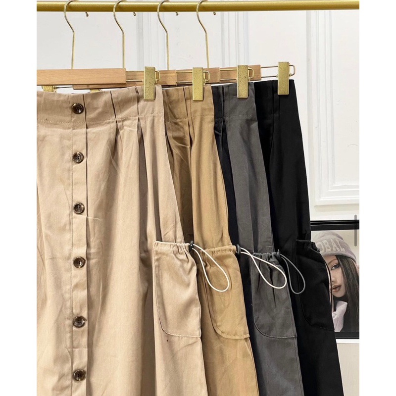 Jual FAFA - ROK VINY BUTTON CARGO TWILL IMP PREMIUM | Shopee Indonesia