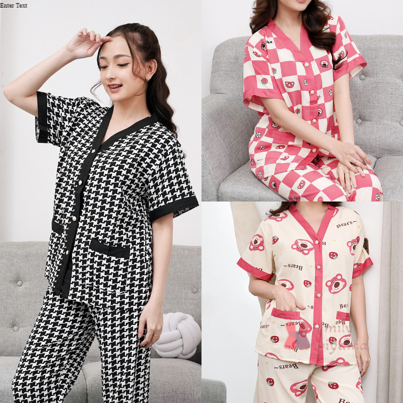 Jual EMILY PIYAMA Baju Tidur Set Piyama Model Kancing Depan Premium ...
