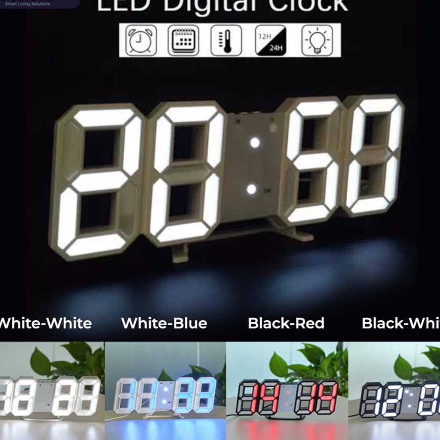 Jual Meybeee - Jam Meja LED 3D / Jam Dinding Digital LED 3D Bentuk ...