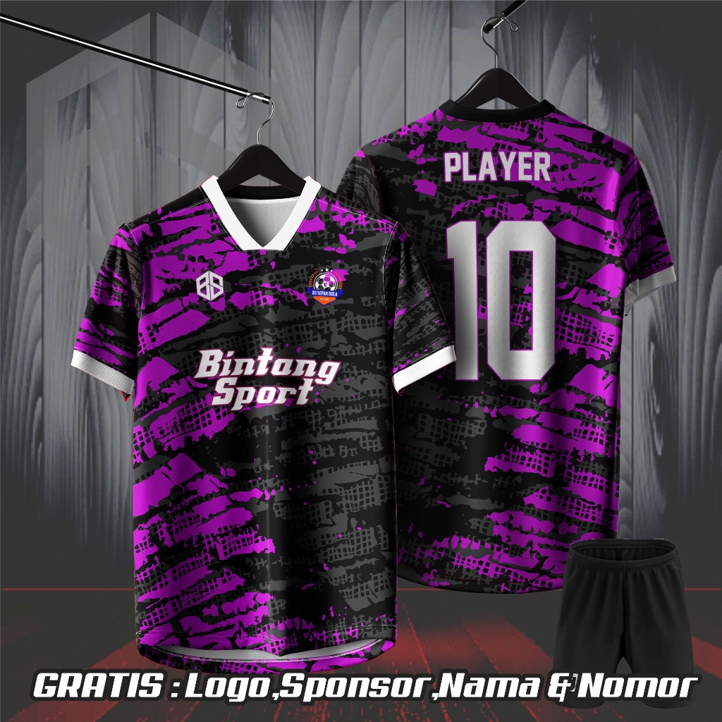 Jual Jersey futsal printing jersey bola jersey volly (vector purple