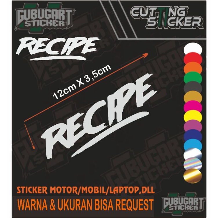 Jual Grossir STICKER MOTOR MOBIL LAPTOP KEREN RECIPE VIRAL | Shopee ...
