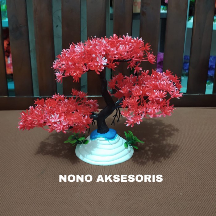 Jual tanaman plastik hiasan aquarium akuarium aquascape bonsai Merah