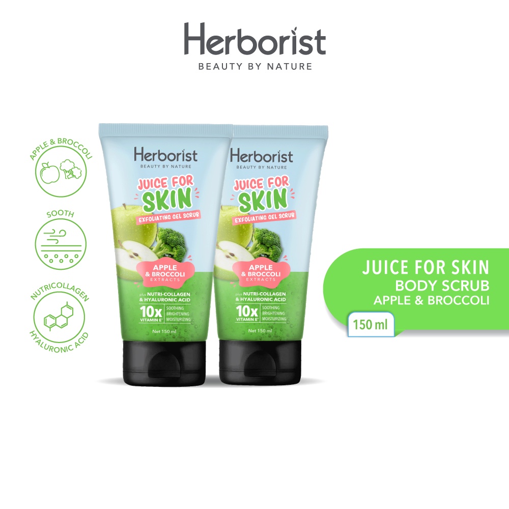 Jual Herborist Juice For Skin Exfoliating Gel Scrub Apple & Broccoli 150ml x2 Shopee Indonesia