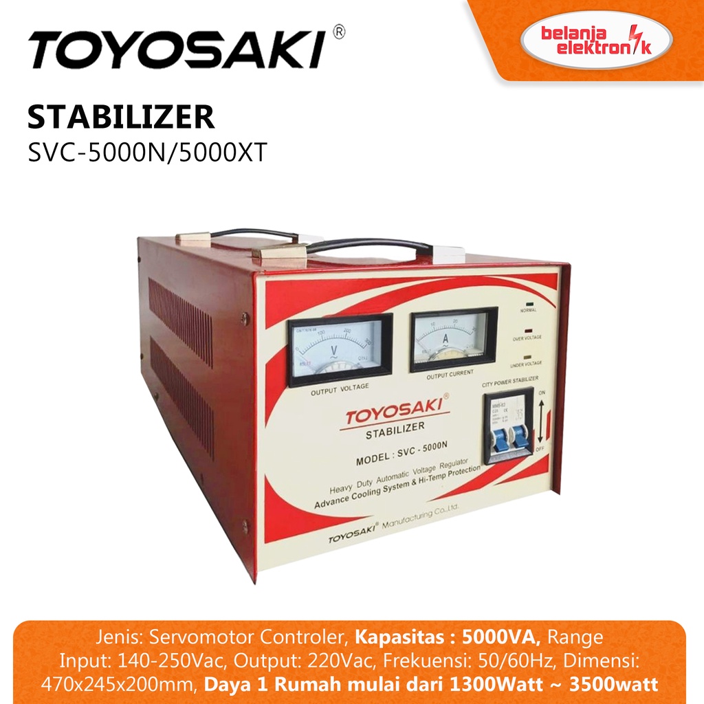 Jual TOYOSAKI Stabilizer SVC-5000N / SVC-5000XT (5000 Watt) Stavol ...