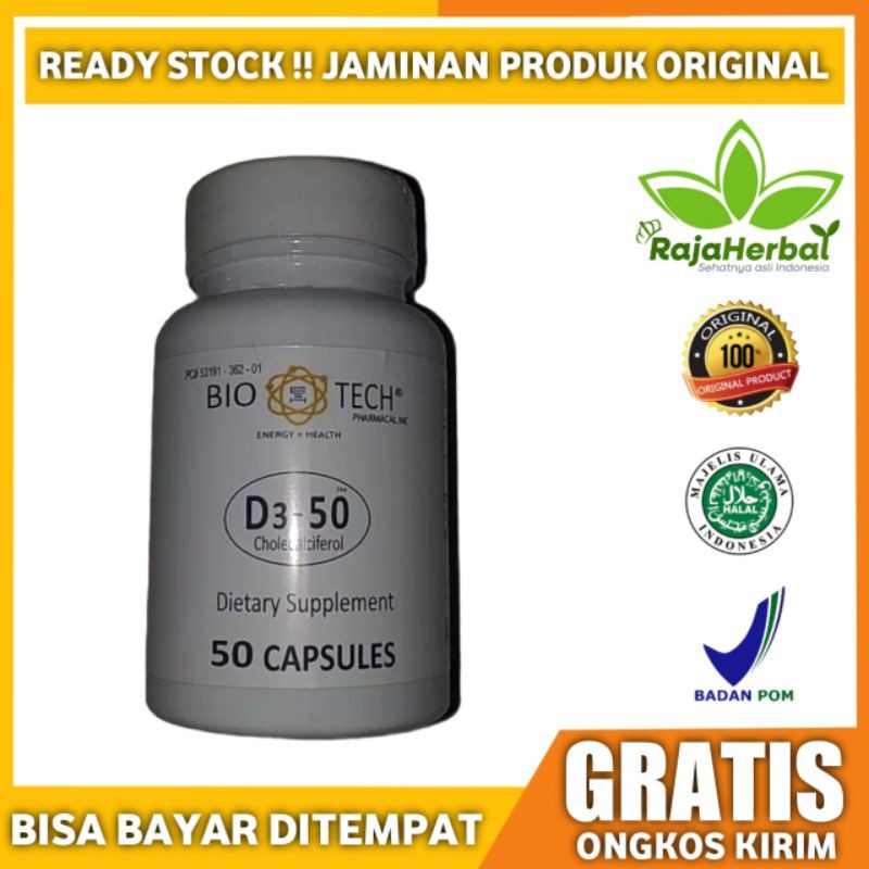 Jual Bio Tech Dietary Supplement Asli Vitamin D3 Halal Original Isi 50
