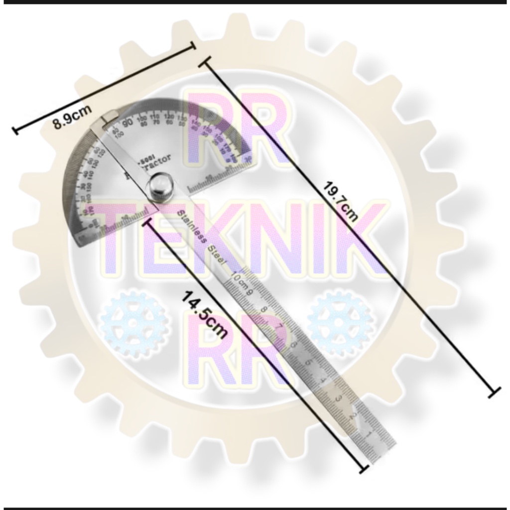 Jual Penggaris Busur Derajat / Sudut Besi / Stainless Steel Protractor ...