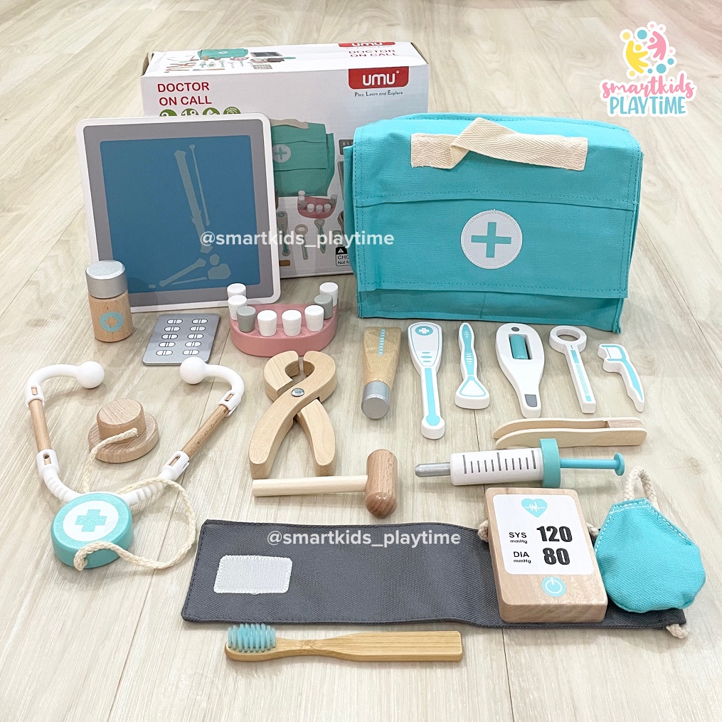 Jual UMU Kids Play Pretend Wooden Doctor Medical Set Kit Mainan Dokter ...