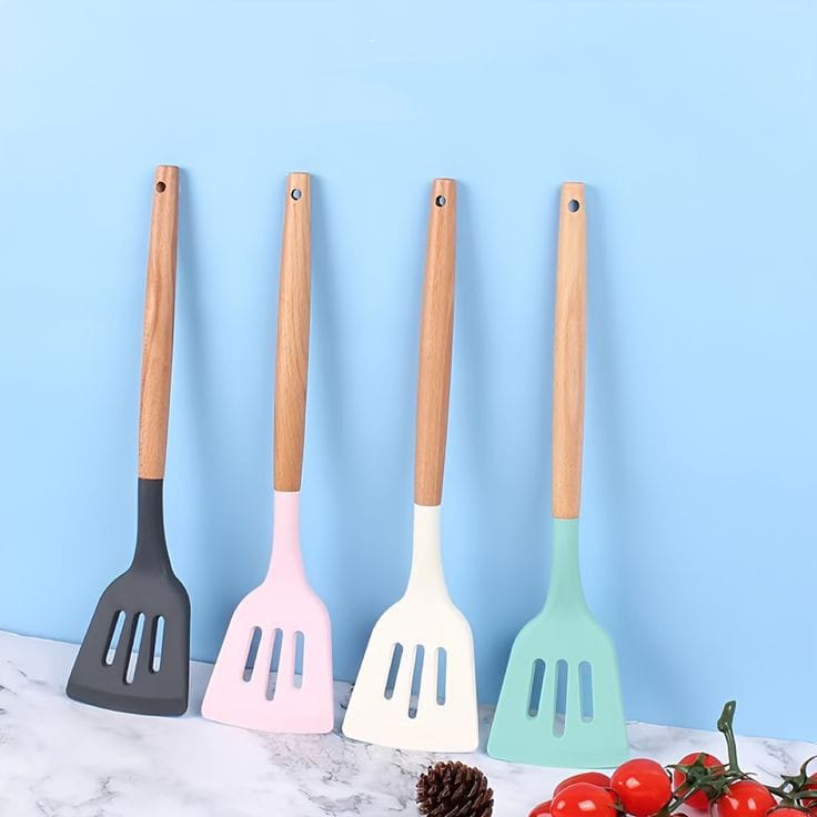 Jual (Pimenova) Spatula Silicone Gagang Kayu Spatula Silikon Tahan