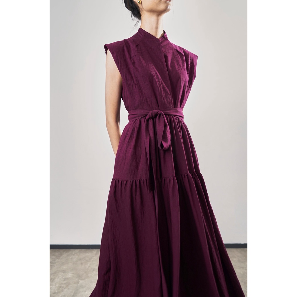 Jual PAFON Zhu Dress - Maroon | Shopee Indonesia