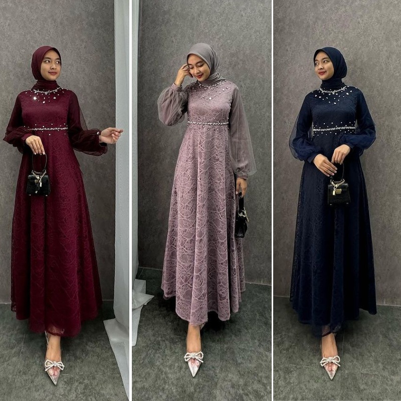 Jual Dress Exclusive Gamis Lebaran Terbaru Dress Kondangan Gamis Brukat ...