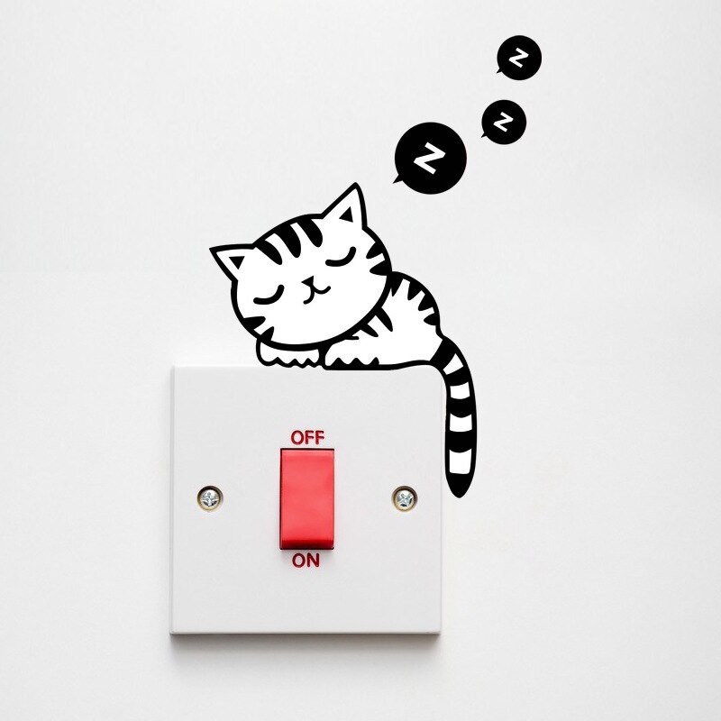 Jual Stiker Dinding Lucu Sleeping Cat Wallpaper STIKER STOP KONTAK ...