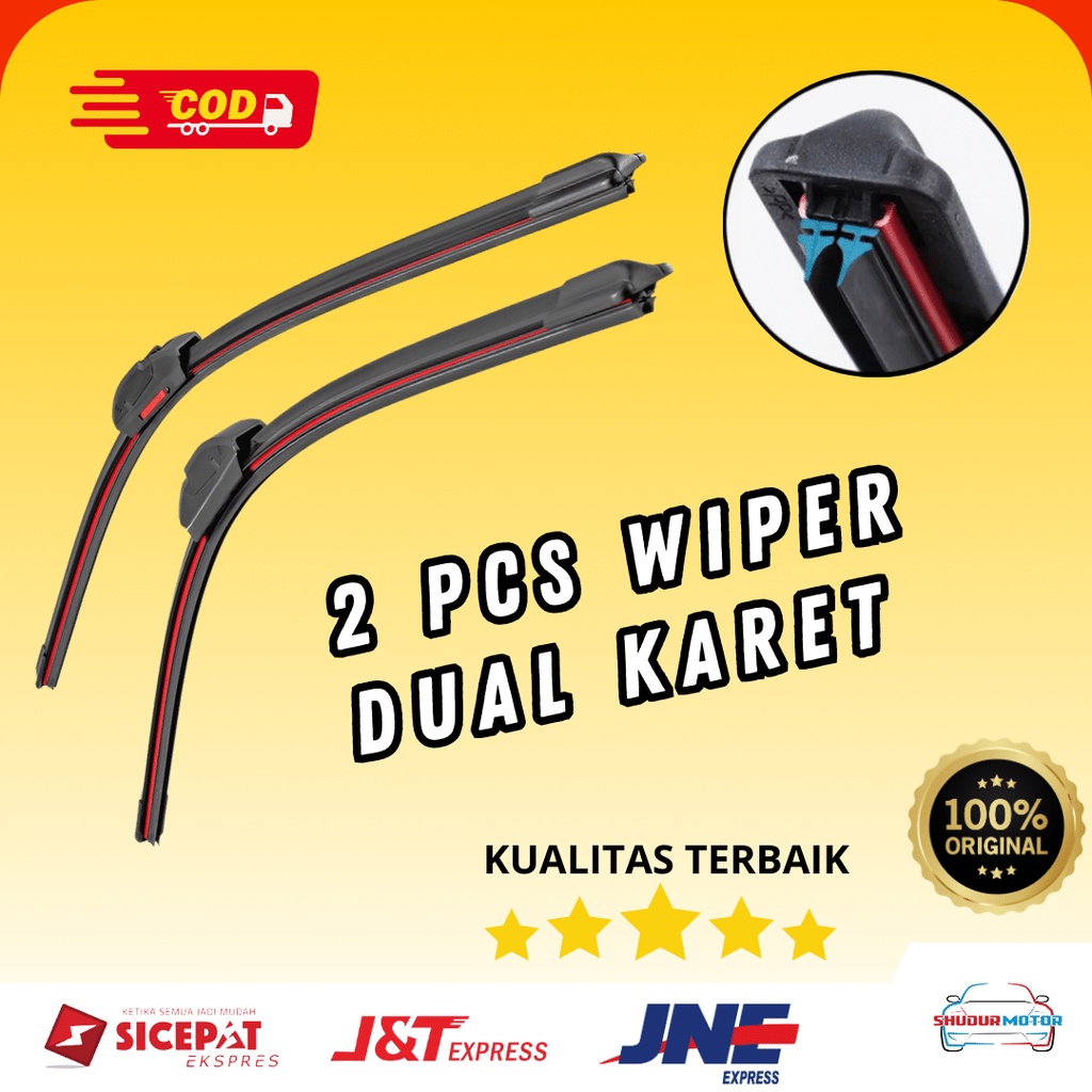 Jual Wiper Dual Karet Hyundai Grand Avega Frameless Double Karet Blade