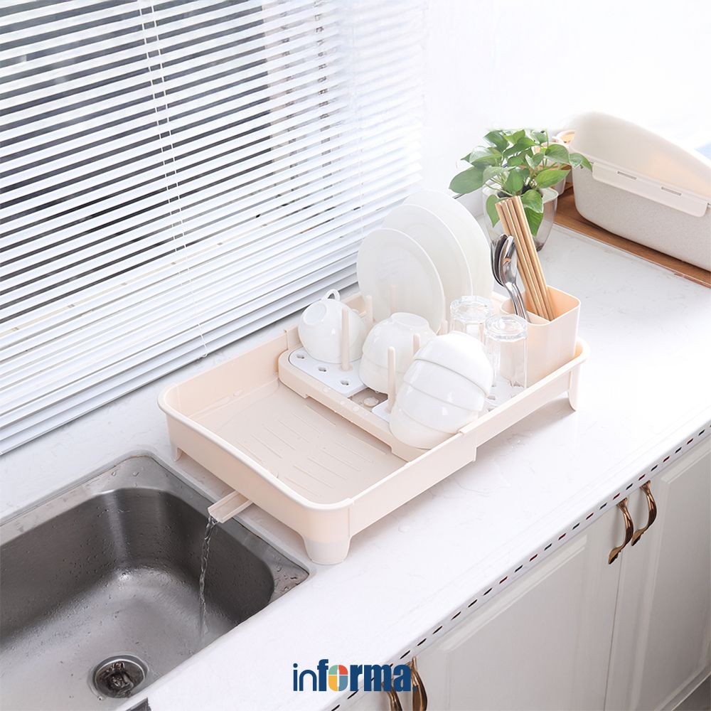 Jual Informa Sall Rak Piring 1 Tingkat Extendable - Krem Beige Dish ...