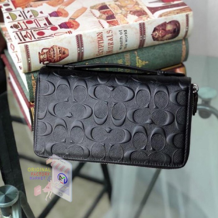 Jual TAS Travel Organizer in Signature Leather Double Zip 93425 Black