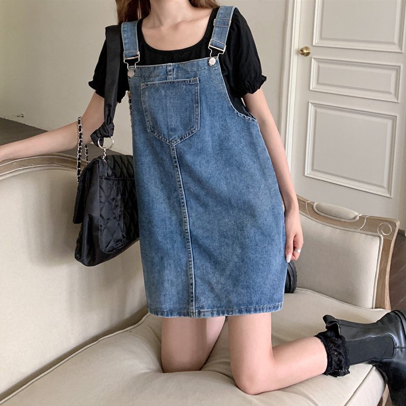 Jual Newlan QZ063 Rok suspender denim wanita musim panas versi Korean ...